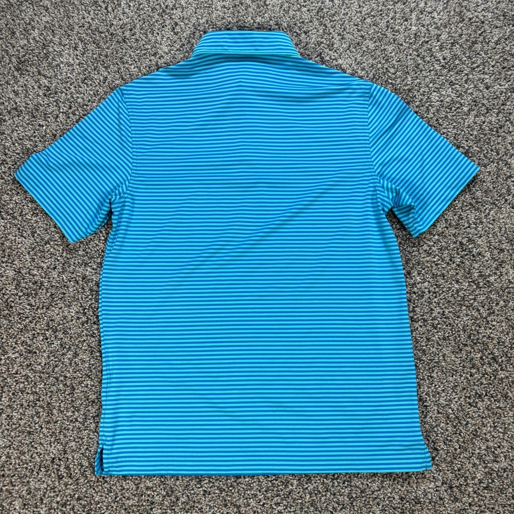 Vineyard Vines Men's Small Performance Polo Shirt Blue Teal Striped Golf Top - Picture 3 of 7